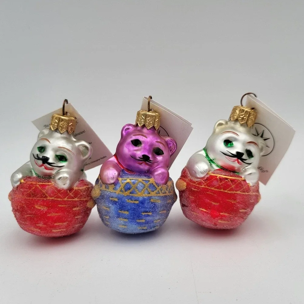 Christopher Radko Cozy Kittens Christmas Ornament 1996 Set of 3